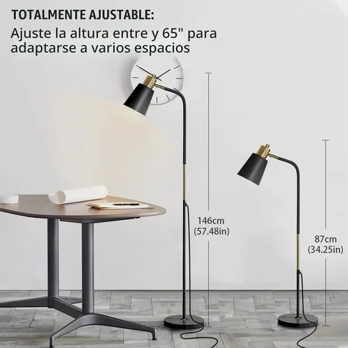 Vista 3 de LALISU Lámpara de pie, lámparas de pie regulables para salas de estar y dormitorios, lámpara de lectura estilo granja - de pie, cabezales de metal
