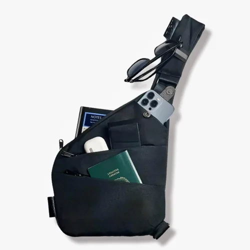 Vista 3 de Flex Moves PERSONAL FLEX BAG Bolso bandolera antirrobo para hombres y mujeres, bolsa de pecho para deportes, viajes, uso diario