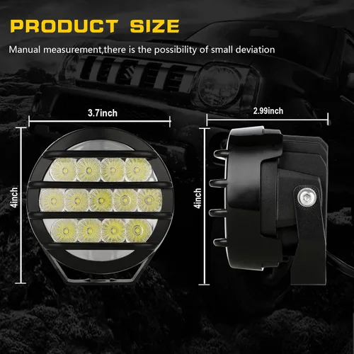 Vista 6 de BIGLION.X Luces Todoterreno de 3.7 Pulgadas 130W Luces Todoterreno Redondas Blancas Luces Antiniebla Todoterreno Super Brillantes 12800LM Luces