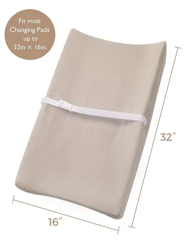 Vista 2 de Juego de 2 fundas para cambiador para bebé niño y niña, fundas de muselina para cambiador con estilo bohemio, ropa de cama neutra para guardería