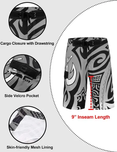 Vista 5 de unitop Bañador para hombre, ropa de playa, secado rápido, estampado hawaiano