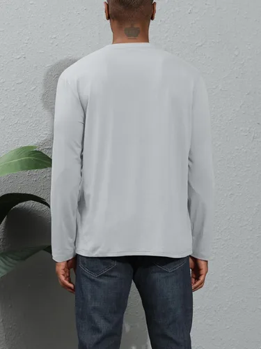Vista 3 de Men's Fashion Long Sleeve T-Shirts Casual Workout Gym Regular Fit Breathable Jersey Printed Top