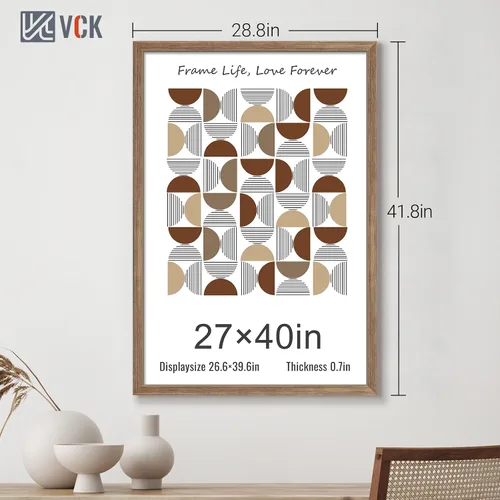 Vista 366 de VCK Marcos para póster de madera maciza de 22.375 x 34 pulgadas, marco de fotos A1 negro con montaje en pared, paquete de 3