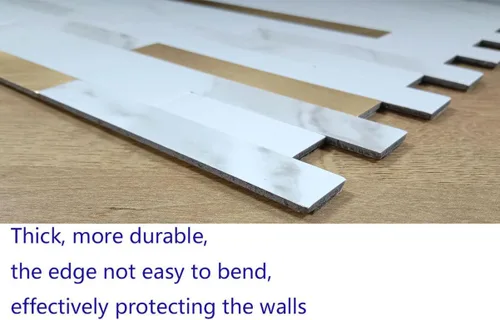 Vista 3 de XUANINY Protector contra salpicaduras para cocina y baño, azulejos autoadhesivos de PVC de grano de piedra, adhesivo de pared 3D de metro (10 hojas)