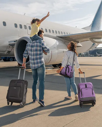 Vista 6 de BAGSMART Equipaje de mano Sets 2 piezas, Violeta enigmática, Viajes en familia