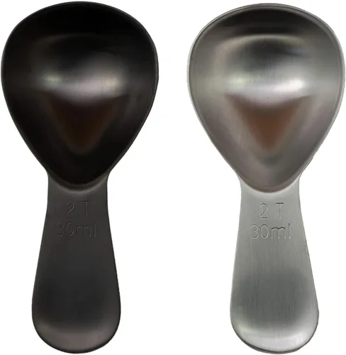 Vista 2 de Cuchara de café de 2 cucharadas – Negro cepillado – Acero inoxidable – Cuchara de medición precisa para café, té y más – Mango ergonómico