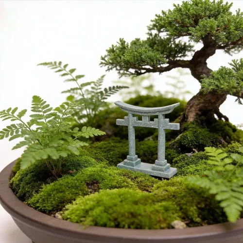Vista 7 de livelyfish Decoración de pecera de puerta sintoísta japonesa Torii, estatua asiática de acuario, estatua asiática, santuario de Japón, puente
