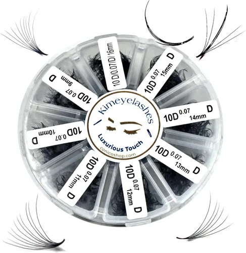 Vista 8 de 6D - 0.07 C y D Curl 1000 Abanicos de volumen prehechos sueltos, extensiones de pestañas hechas a mano, suministros de volumen ruso para abanicos