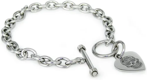 Vista 17 de Pulsera y Collar con Dijes de Símbolos de Corazón de Acero Inoxidable Solo pulsera de plata