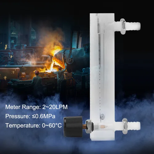 Vista 7 de Caudalímetro de gas de aire acrílico 2-20LPM con válvula de control para medir gas de control