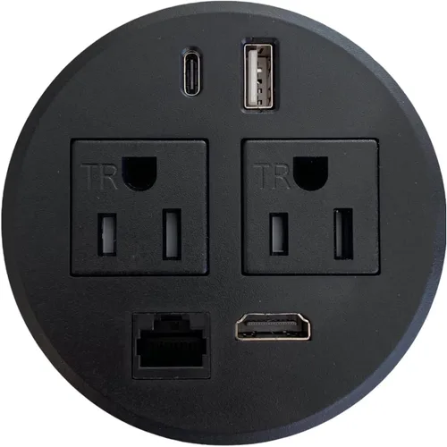 Vista 11 de Centro de alimentación para escritorio con certificación UL, con ojales, 2 puertos USB, caja de connetividad para mesa de conferencias