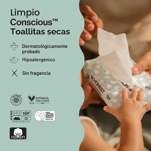 Vista 5 de The Honest Company - Toallitas secas de algodón orgánico 100% puro, 192