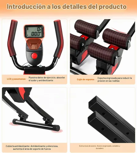 Vista 7 de Ab Machine for Home Gym, Adjustable Foldable Core Trainer Workout Equipment, 4 Adjustable Levels, LCD Monitor, 440 LB Capacity, Thick Knee Pad