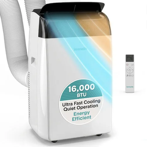 Vista 17 de SereneLife Aire acondicionado portátil, deshumidificador y ventilador Motor dual 3 en 1 8,000 BTU AC con rango de temperatura de 64 °F a 90 °F