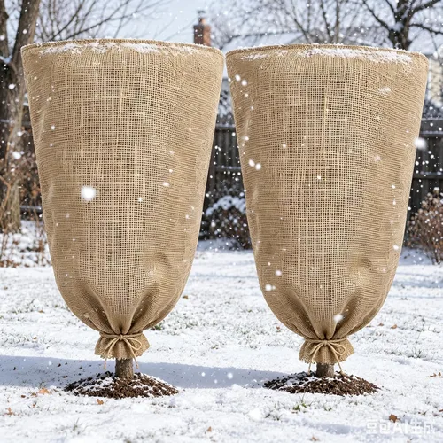 Vista 7 de 1 pieza cubierta de arpillera para plantas de invierno de 45.3 x 70.9 pulgadas, bolsas grandes de arpillera con cordón, cubiertas reutilizables