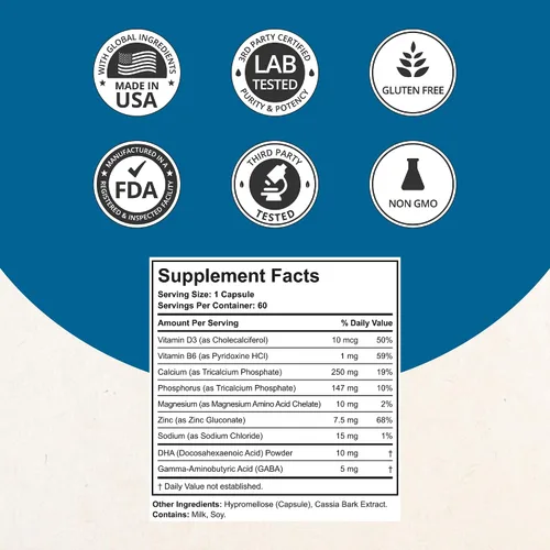 Vista 4 de NuBest Grow Power - Suplemento de calcio, suplemento de magnesio con vitamina D3, B6, zinc, fósforo y multivitamínico para huesos fuertes, salud