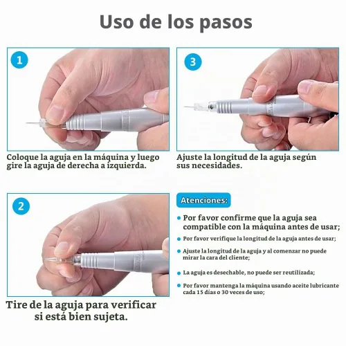Vista 4 de Pinkiou - Máquina de tatuaje permanente para cejas con agujas 1RL