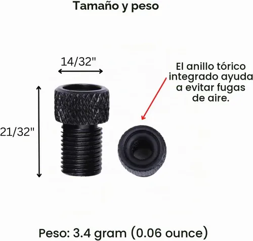 Vista 5 de Presta to Schrader - Adaptador de válvula para bicicleta, neumático de válvula Presta inflado con compresor de aire o bomba de bicicleta regular, 6