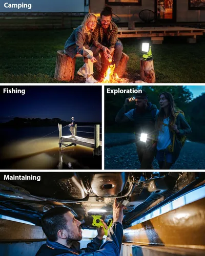 Vista 10 de Adisipsoarin Luz de trabajo LED inalámbrica para batería Ryobi de 18 V, reflector LED de 25 W con puertos de carga rápida USB-A y USB-C 2.1A