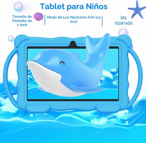 Vista 6 de Tableta para Niños de 7 Pulgadas Android 14.0 para Niños Pequeños, 4GB RAM 32GB ROM Bluetooth Pantalla IPS Google Play YouTube Control Parental