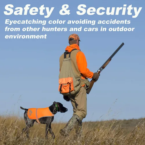 Vista 5 de Chaleco para perro, chaleco de caza naranja resplandeciente, chaqueta reflectante de seguridad para perro, chaleco reflectante para perros, alta