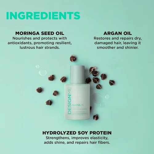 Vista 5 de Design.Me GLOSS.ME Hair Oil Anti Frizz Hair Serum for Women Argan Hair Oil Adds Shine, Smoothness, & Hydration Paraben & Sulfate Free Straight