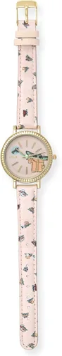 Vista 3 de Accutime Lucas Star Wars Mandalorian Baby Yoda Reloj analógico para mujer, piel sintética rosa, reloj analógico femenino (Modelo: MNL5029AZ)