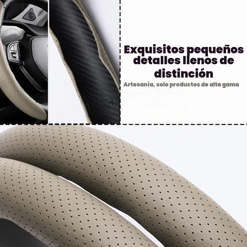 Vista 4 de LoyaForba Funda para volante de automóvil de 15 pulgadas, segmentada, beige