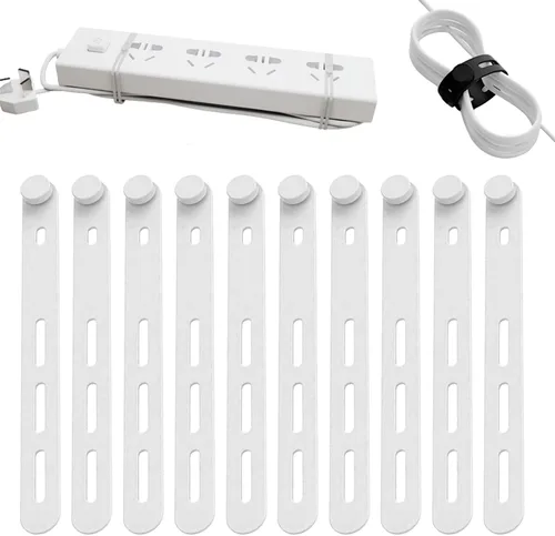 Vista 11 de Paquete de 10 bridas de silicona reutilizables, organizador de cables ajustables para auriculares, cargador de teléfono, cables de computadora