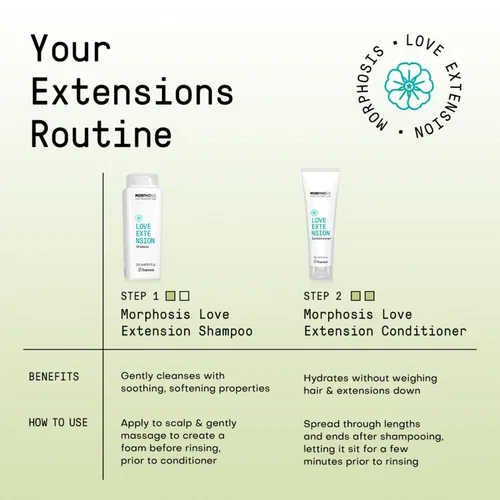 Vista 5 de FRAMESI Morphosis Love Extension Champú de 8.4 onzas líquidas, champú para extensiones de cabello y pelucas, ingredientes naturales, limpia e