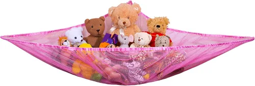 Vista 10 de Hamaca de malla gigante para organizar animales de peluche o juguetes infantiles. , Blanco