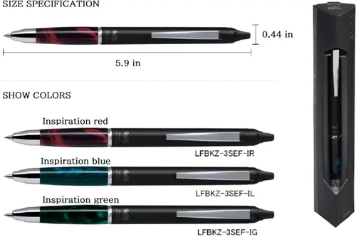 Vista 2 de Pilot Japan Frixion Ball Knock Zone 0.020 in Inspiración Azul Tinta Negra LFBKZ-3SEF-IL Japón Import con lápiz óptico original bolígrafo táctil