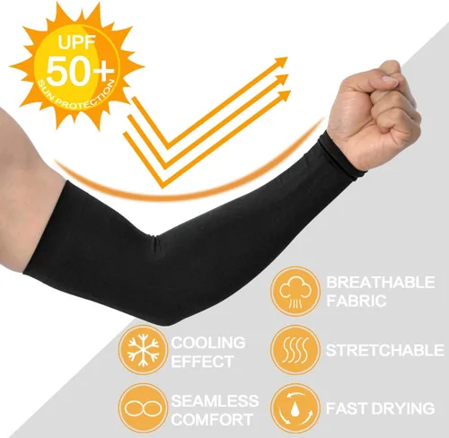 Vista 2 de 4 pares de mangas de brazo para hombres y mujeres - para cubrir tatuajes - manga deportiva refrescante para baloncesto, golf, fútbol