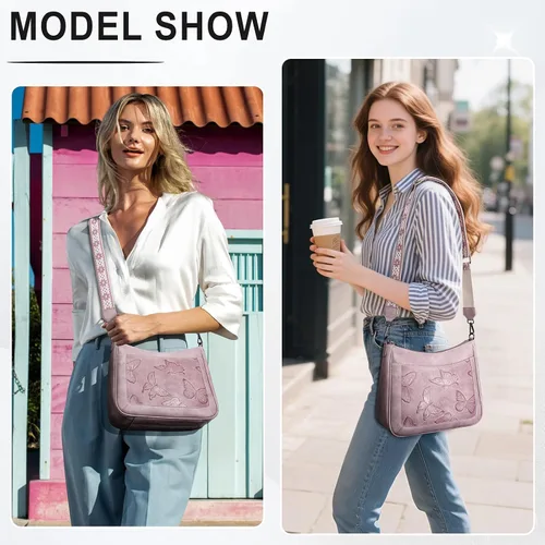Vista 2 de Bolsos cruzados para mujer, modernos, de cuero vegano, tamaño mediano, estilo hobo mariposa, bolsos al hombro para mujer