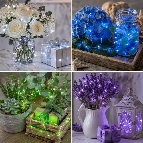 Vista 7 de Paquete de 12 luces de hadas que funcionan con pilas, 20 luces LED parpadeantes de 7 pies, 3 modos, mini luces a granel impermeables para tarros