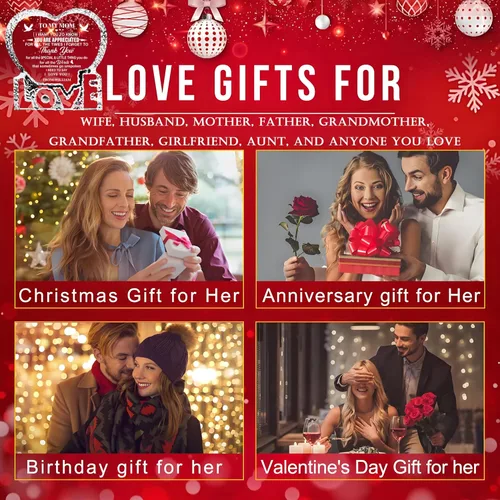 Vista 6 de Marco de fotos de cristal con tu propia foto y texto grabado, diseño de amor personalizado en forma de corazón, regalo de mesa, regalos de cristal
