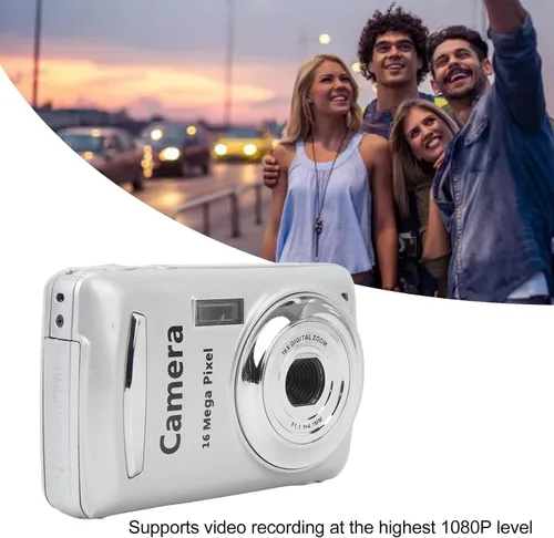Vista 3 de Cámara digital FHD 1080P para niños, 2.4 16MP 16X Zoom digital con enfoque automático, cámara para niños, mini cámaras para selfie para niños
