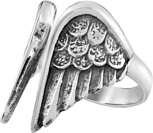 Vista 3 de Anillo de plata de ley 925 con diseño de alas de ángel