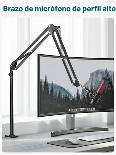 Vista 2 de InnoGear Soporte de micrófono de escritorio, brazo articulado aéreo giratorio 360° para micrófono con elevación alta para Blue Yeti Snowball HyperX