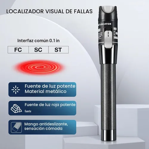 Vista 3 de VFL Localizador visual de fallas, medidor de probador de cable de fibra óptica de 49.7-62.1 mi con conector universal de 0.098 in FC macho a LC