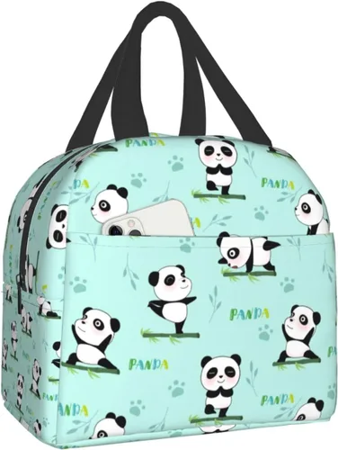Vista 17 de Bolsa de almuerzo aislada Hmklpi con piñas, bolsillo frontal, reutilizable, con cierre de cremallera para hombres y mujeres