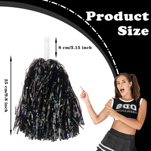 Vista 2 de Lovecheer 24 pompones de plástico de animadora con asa para animadoras deportivas y bailar