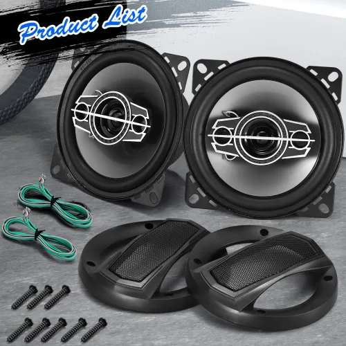 Vista 2 de Altavoces coaxiales de audio para automóvil de 4 pulgadas, 220 W máximo, 4 ohmios, tweeters con cúpula PEI, compactos para puertas delanteras