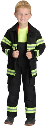 Vista 3 de Aeromax Traje de bombero/Bunker personalizado Jr., NEGRO o TAN