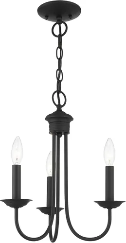 Vista 3 de Livex Lighting 42683-04 - Lámpara de araña de acero con 3 luces para decoración del hogar, 1 lámpara de techo negra, perfecta para decoración