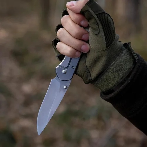 Vista 8 de Dispatch Iris Navaja de bolsillo plateada de 3.9 pulgadas para hombres, cuchillo plegable EDC para camping, supervivencia, senderismo al aire