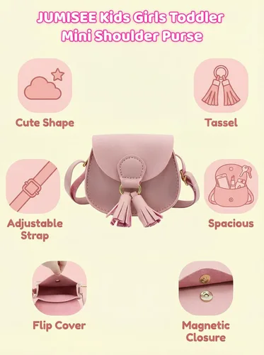 Vista 4 de JUMISEE Mini bolso bandolera con borla para niños y niñas pequeños