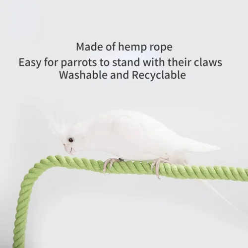 Vista 3 de Soporte para pájaros, perca en forma de U, material de cuerda de cáñamo, soporte de plataforma, juguetes de ejercicio para pájaros y loros