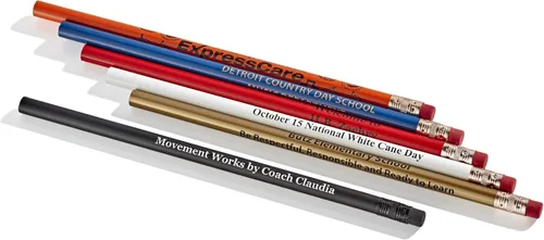 Vista 3 de Pencil Guy Lápices redondos impresos personalizados promocionales.-500 por caja Rosado