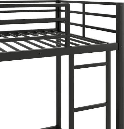 Vista 9 de Litera de metal individual sobre individual, litera baja con escalera, color negro